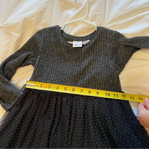 Zara| Kids Gray and Black Ribbed Tiered Fit, Long Sleeve Tutu Dress- Size 4-5 - Picture 8 of 10